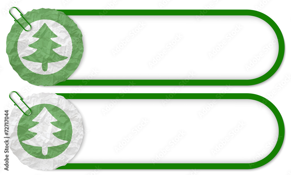 Poster two frames with texture crumpled paper and tree symbol