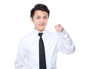 Young man pointing at you