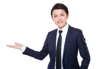 Businessman with hand show with blank sign