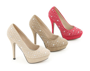 Damen Pumps High Heels mit Glitzer