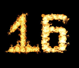 Sixteen numbers Abstract flame