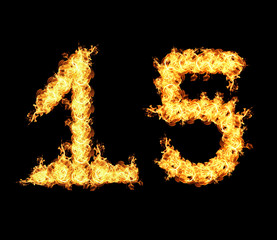 Abstract flame isolated fifteen numbers