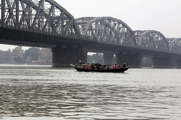 Bridge across the river, Vivekananda Setu in Kolkata