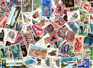 Background of South African postage stamps