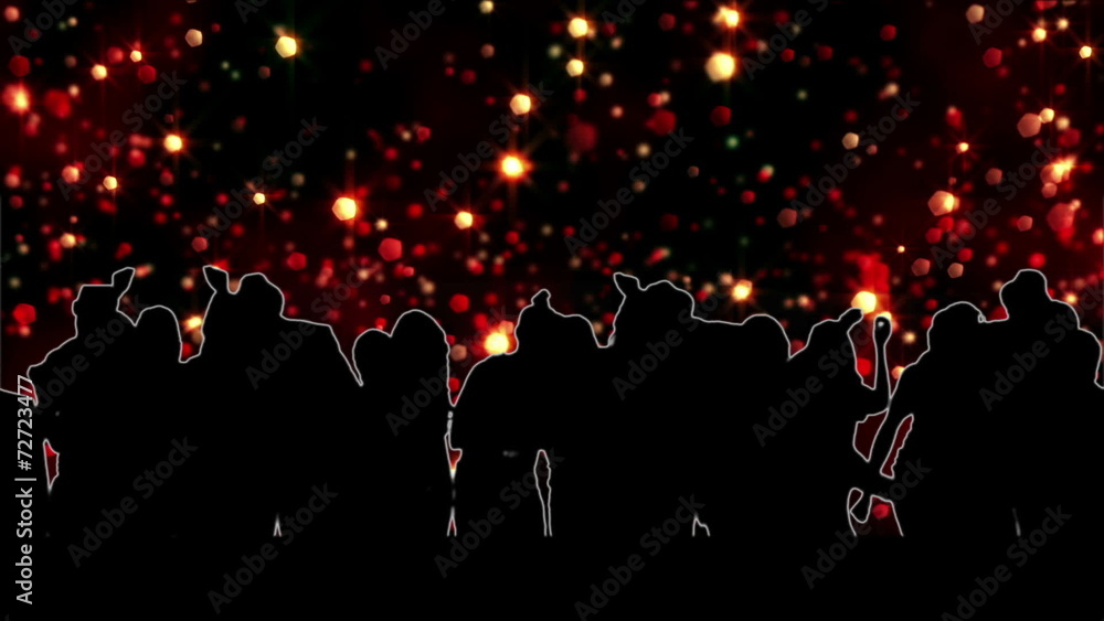 Aufkleber dancing crowd with yellow and red streams of light