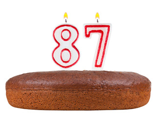 birthday cake candles number 87 isolated