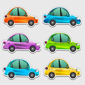 Toy cars stickers vector