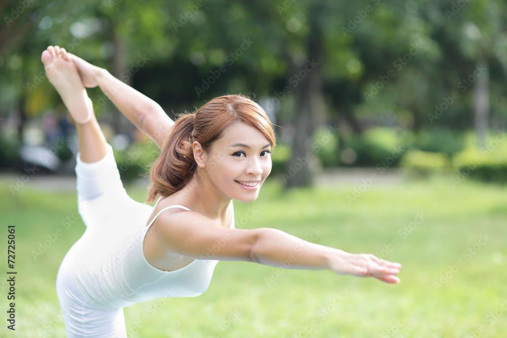 Poster young sport girl do yoga