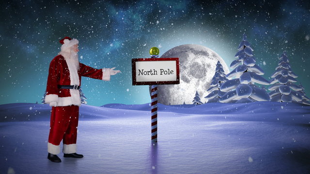 Santa standing in the north pole