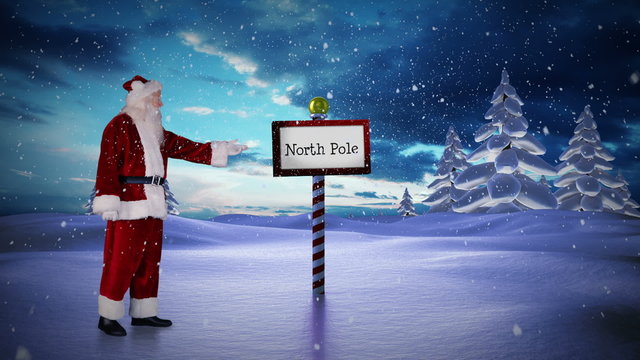 Santa standing in the north pole