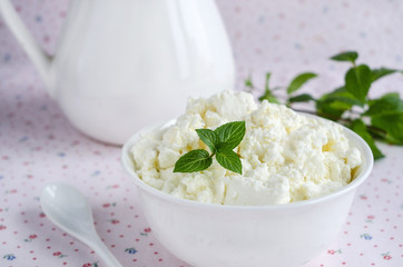 Fresh homemade cottage cheese