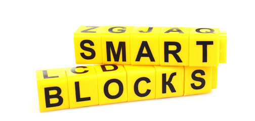 Words Smart Blocks formed from educational cubes, isolated