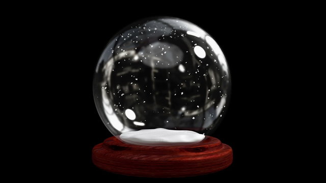 Snow globe on black background with alpha channel