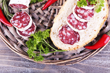 French salami with parsley and chilly pepper