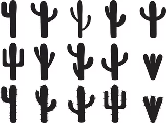 Foto op Canvas Cactus silhouettes illustrated on white © alexghidan89