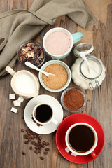 Fresh coffee with several ingredients