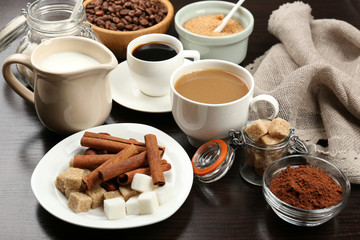 Fresh coffee with several ingredients