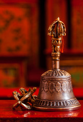 Fototapeta na wymiar Tibetan Buddhist still life - vajra and bell