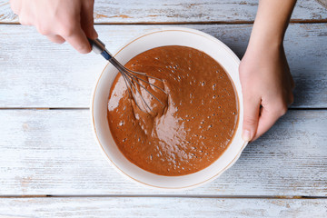 Preparing dough, mixing ingredients