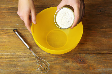 Preparing dough, mixing ingredients