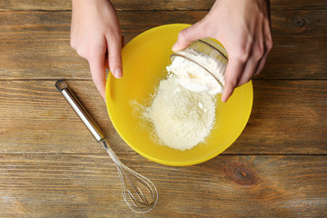 Preparing dough, mixing ingredients