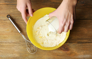Preparing dough, mixing ingredients