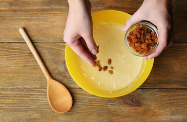 Preparing dough, mixing ingredients