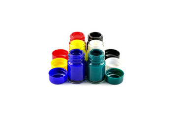 Bottles poster color on white background