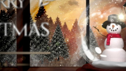 Merry christmas greeting with snow globe - Powered by Adobe