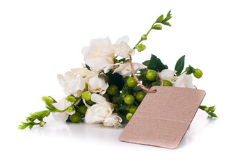 freesia and a blank card