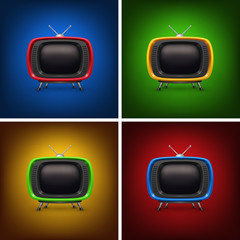Set retro color tv with background