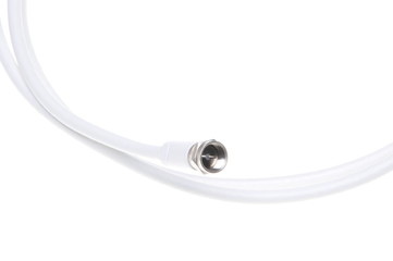 Coaxial tv cable with F connector close up