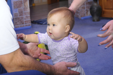 Baby doing first steps