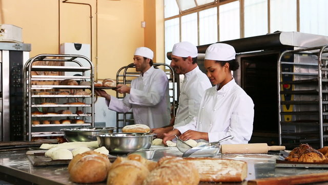 Team of bakers working together