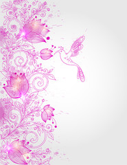 Fototapeta na wymiar Hand drawn pink floral background