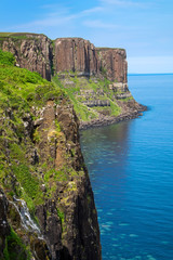 Fototapeta na wymiar The Kilt rock on the Isle of Skye in Scotland