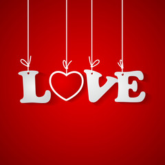 Red background with love inscription