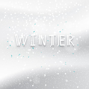 Winter light lettering on a snowy background