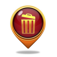 trash can pointer icon on white background