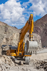 Obraz premium Road construction in Himalayas
