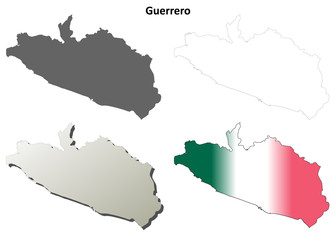 Obraz premium Guerrero blank outline map set