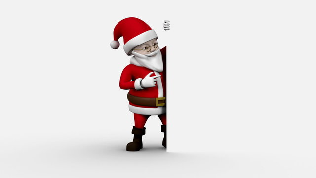 Cartoon santa presenting on white background