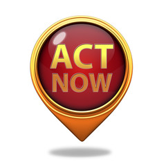 Act now pointer icon on white background