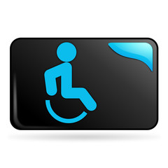 handicapé sur bouton web rectangle bleu