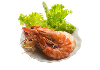 Boiled king prawns