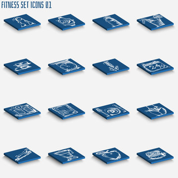 Vector fitness icons painted on the die