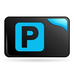 parking sur bouton web rectangle bleu