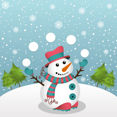 Christmas card with snowman