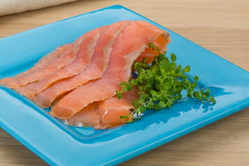 Sliced salmon