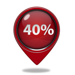 Fourty percent pointer icon on white background